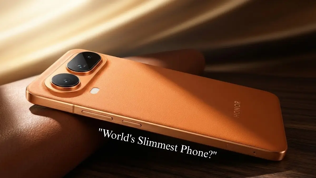 Side profile view of the ultra-slim Honor Magic 8 Pro Air smartphone showing its 6.3mm thickness and camera design.